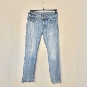 American Eagle Men’s Straight Cut Distressed Jeans with button closure - 30 x 30